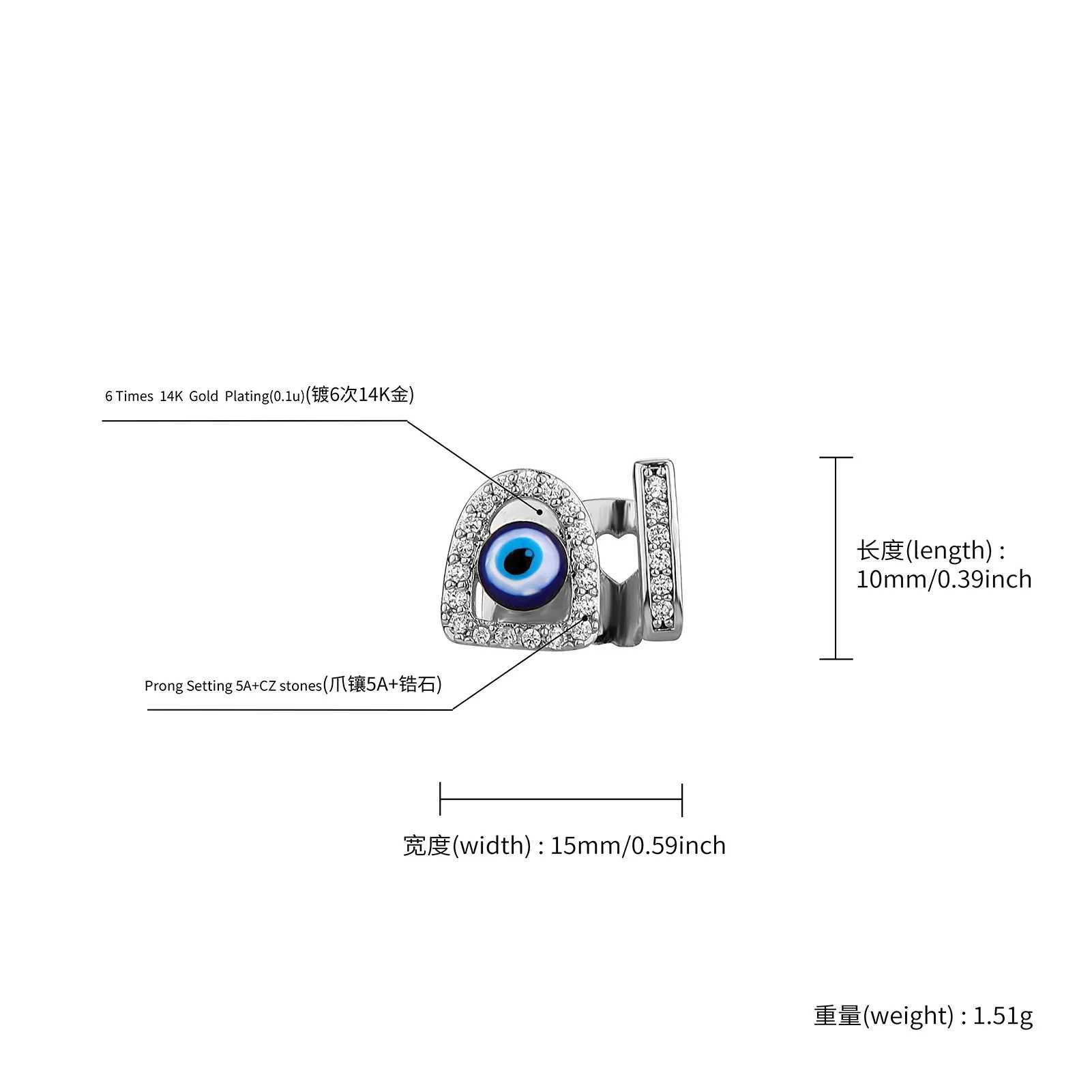 JINAO New 2024 Single Tooth HIP HOP Blue Devils Eye Cosplay Grilz Charm High Quality Mens and Womens Jewelry Gifts W250412