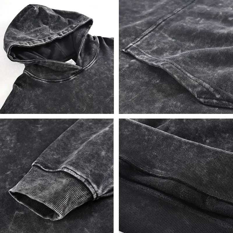 POD customization Customized Design Hoodie HD DTG Printing Vintage Washed Hooded Sweatshirts Hip Hop Oversized Pullover Harajuku Hoodie Men CottonT251