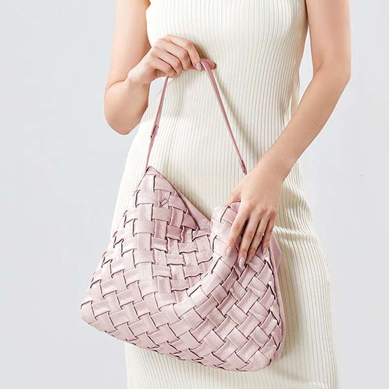 Woven Tote Bag Women Textured Pleated Soft PU Leather Large Capacity Shoulder Messenger Bags 223Z01
