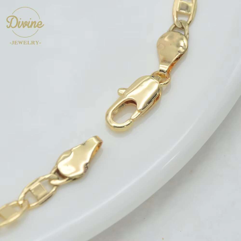 Best Sale 4mm Dubai 18k Gold Plated Fashion Chain Jewelry Necklace Copper Alloy Men Cuban Figaro Link Chain Necklace