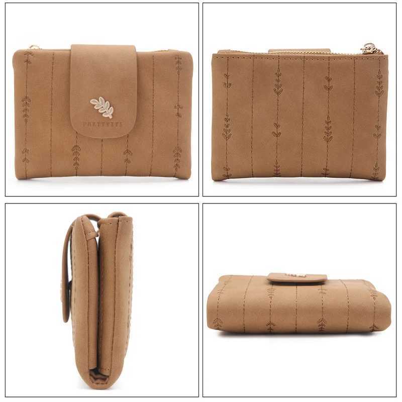 New Womens Wallet Printed Flower Short Wallet Womens Zipper Small Coin Wallet Womens Wallet PU Womens Leather Card Holder Z250411