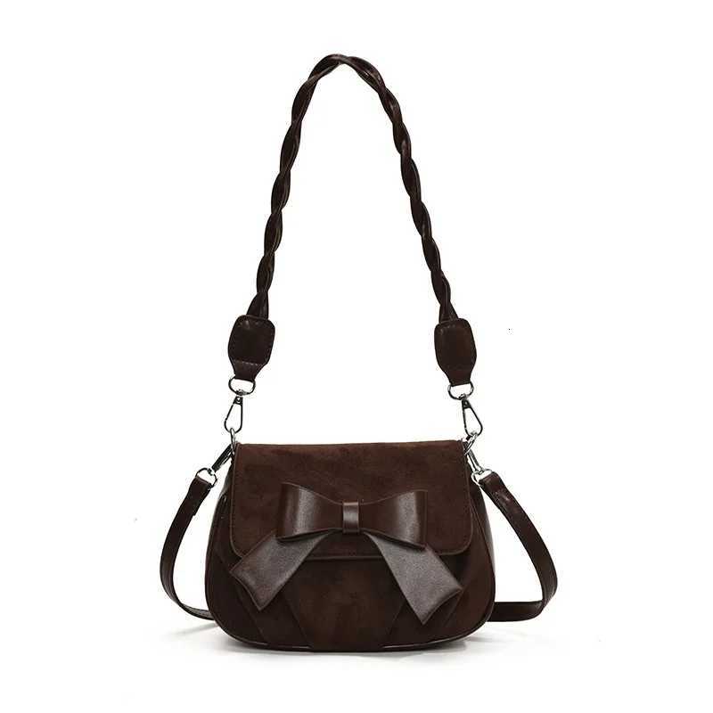 2025 Winter New Womens Retro Bow Square Bag - Fashion Twist Shoulder Strap Underarm Versatile Messenger BagW251111
