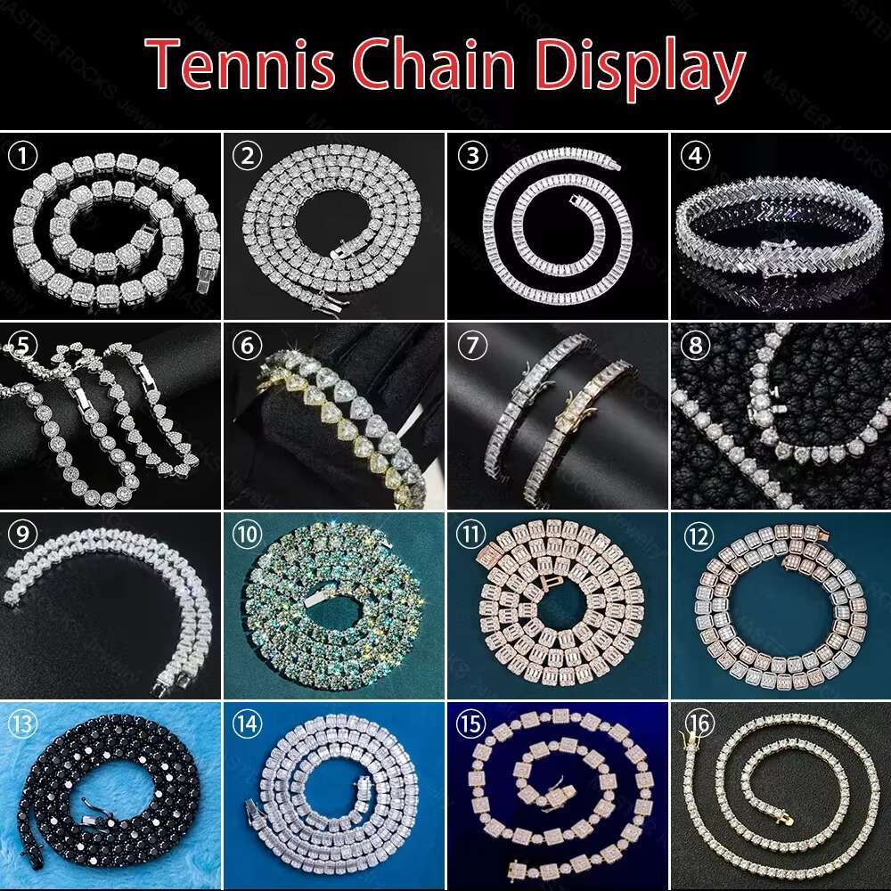 8mm Hiphop Diamond Tennis Necklace 925 Sterling Silver Vvs Iced Out Moissanite Tennis Chain
