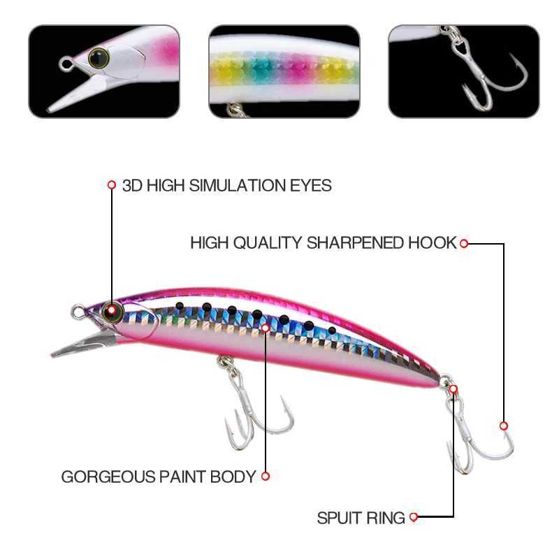 Heavy surfer minnow 90MM 28G Sinking Minnow Fishing Lure Artificial Bait Saltwater Hard Bait Pike Bass Fishing tackle 2021 Z250411