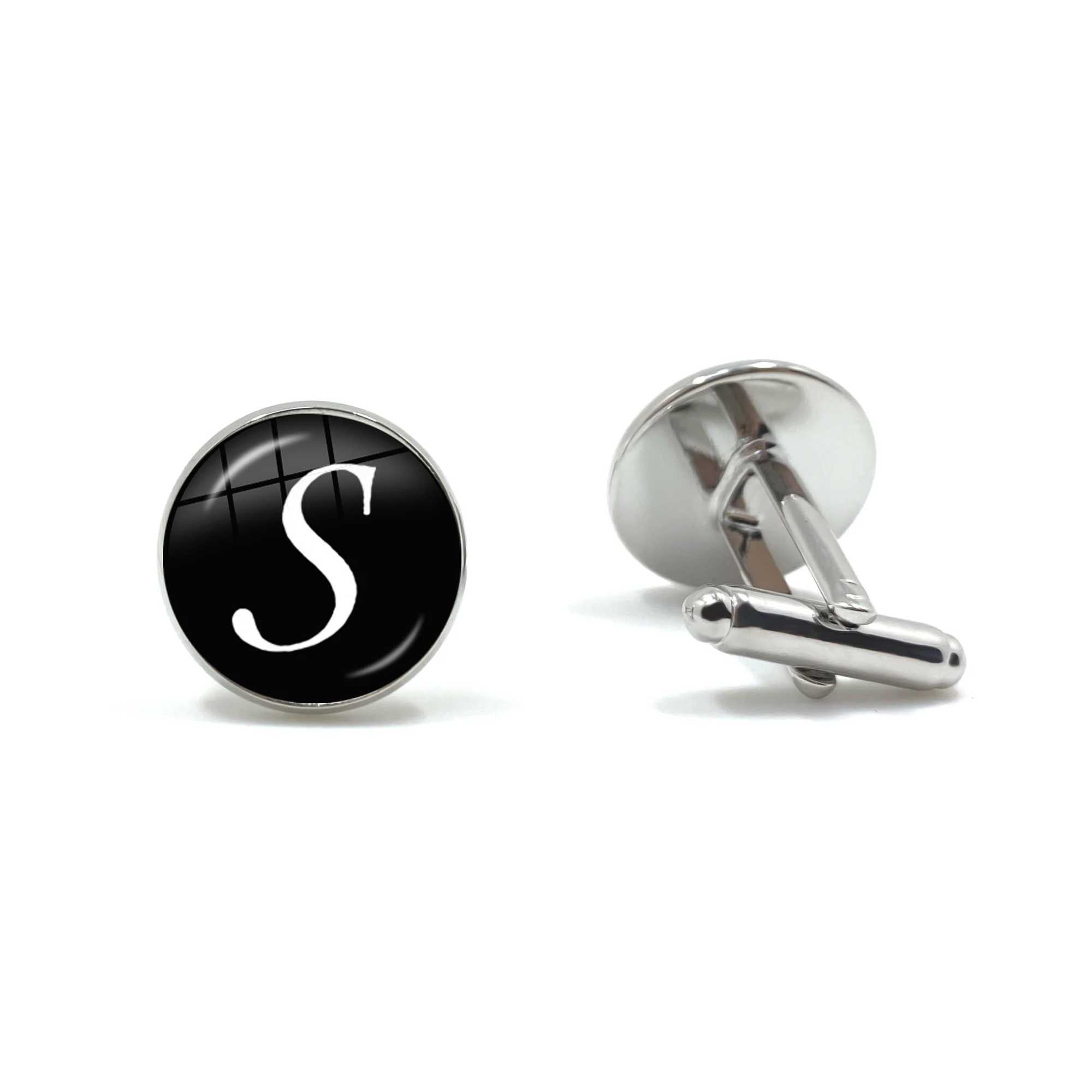 Mens Fashion A-Z Single Letter Cufflinks Silver Letter Cufflinks Mens Gentlemens Shirts Wedding Cufflinks GiftT250412