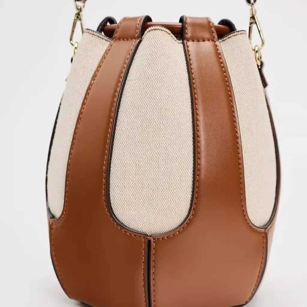 Canvas Drstring bucket bag Pahwork designer wallet and handbag luxury shoulder cross body bag 2024 womens party CluhXJ250412