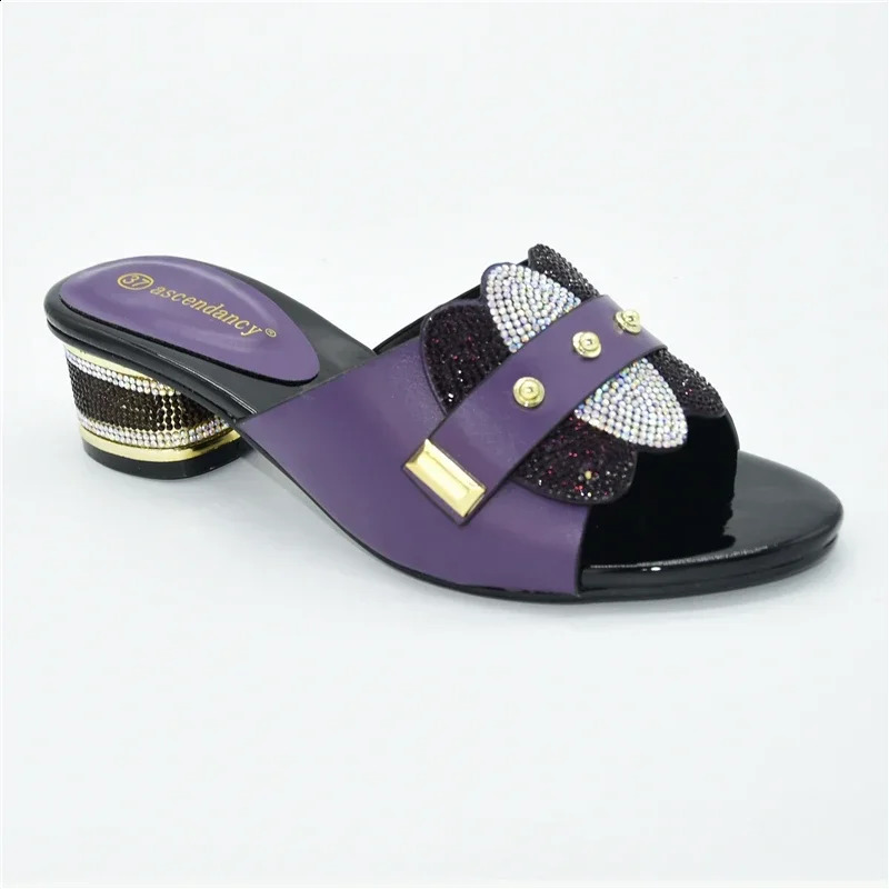 Arrivals Nigeria Womens Shoes Party Pump High Heels Fashion Womens Summer Fall Non-slip Rhinestone Shoes Square Toe Shoes 250402