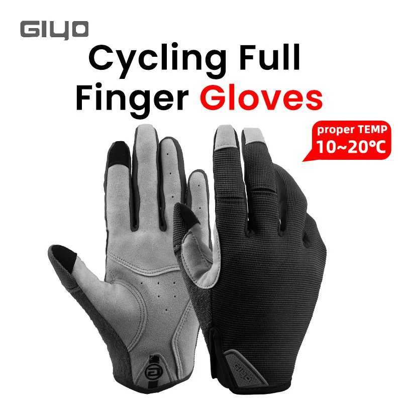 GIYO Wear-resistant Cycling Gloves Touch-Screen Lycra Breathable Anti-Slip Full Finger Gloves Sport Mittens Tactical Bike GlovesC250412