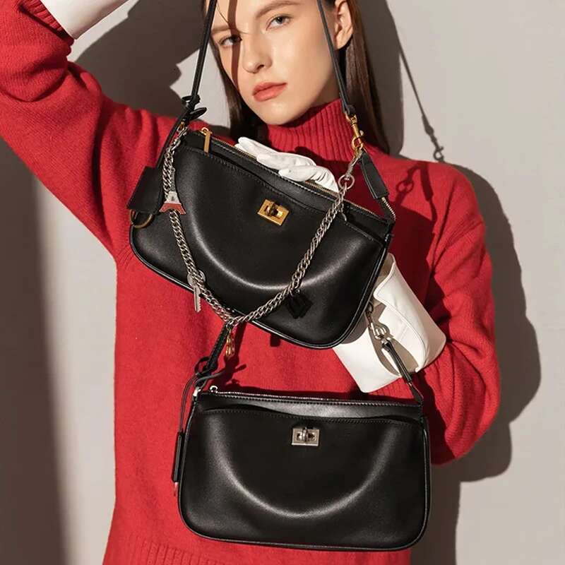 Top Quality Rodeo Split Leather Black Cowhide Totes Gold Buckle Shoulder Bags Fashion Women Handbags