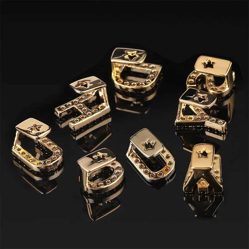 26 Letter CZ Teen Grilz Hat Cube Zircon Ice Out Mini Paving Top Charm Grill Mens Hip Hop Jewelry Role Playing Gift W250412