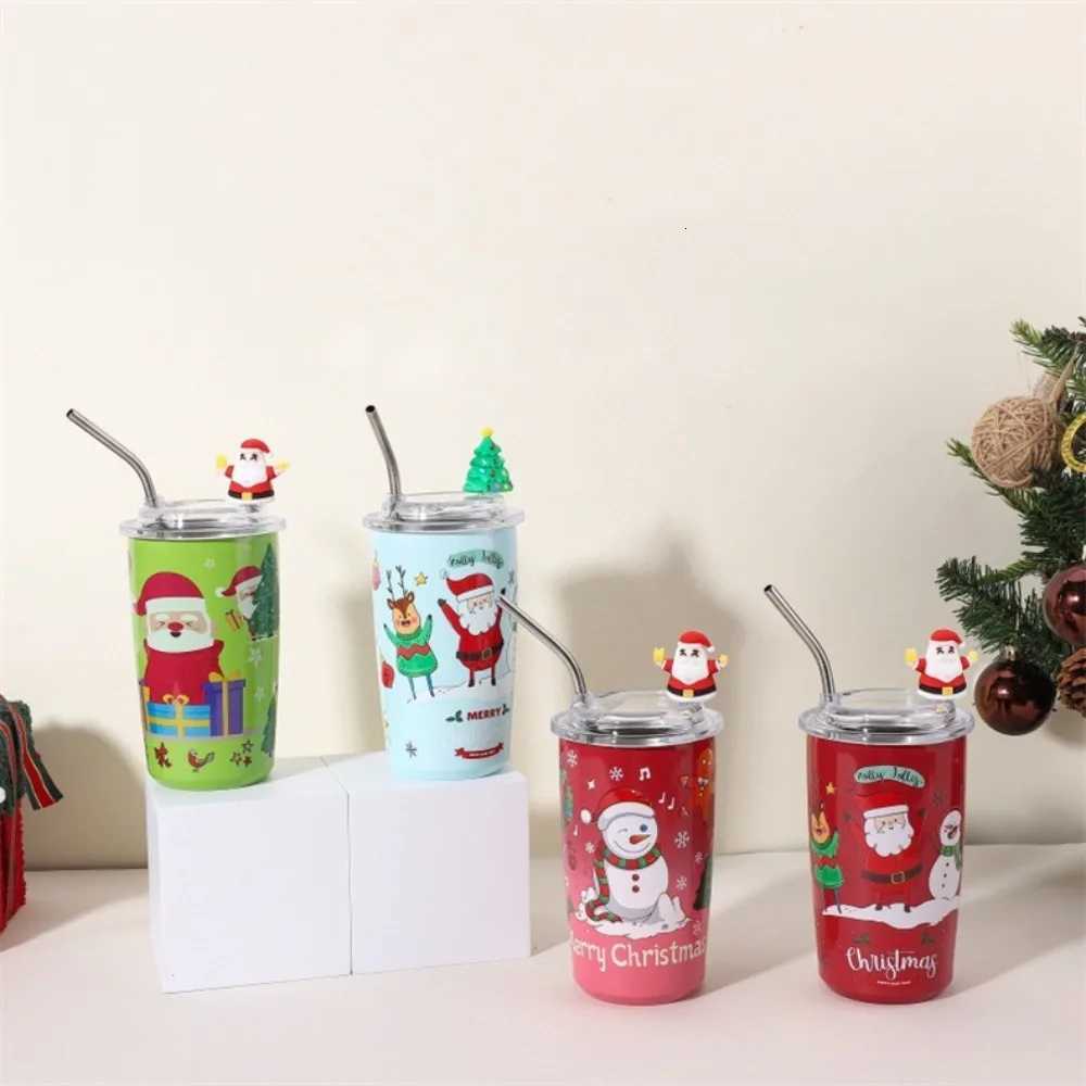 Christmas New Year 460ml Coffee Cup Christmas Stainless Steel Thermal Cup Reausable Portable Vacuum Mug Drinkware Y251112