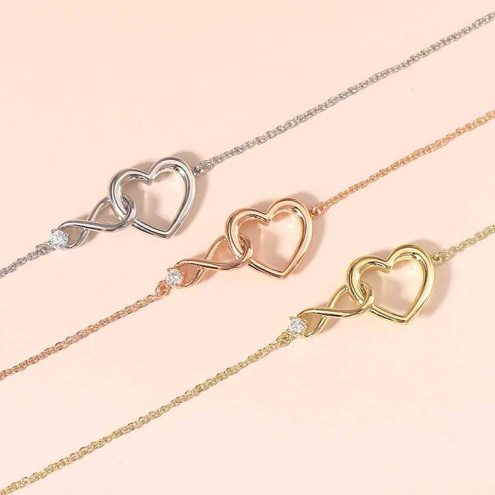 Heart Bracelet for Women Crystal Infinite Love Aesthetic Korean Gold Color Chain Bangles Wedding Accessories Bride Jewelry H058C250411