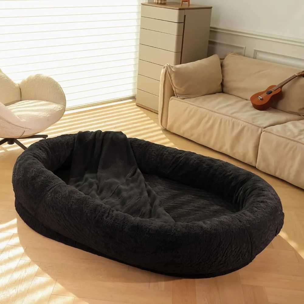 Extra large dog bed for medium-sized and large dogs large human dog bed giant pet bed with blanket detachable and washable cover anti slip Wa X250412