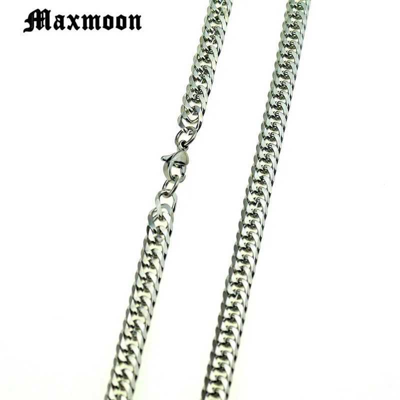 Maxmoon Miami Cuban Stainless Steel Chain Bracelets Men 7mm Flat Curb Bracelet Hip Hop Rock Sports Jewelry Customize WholesaleC250411