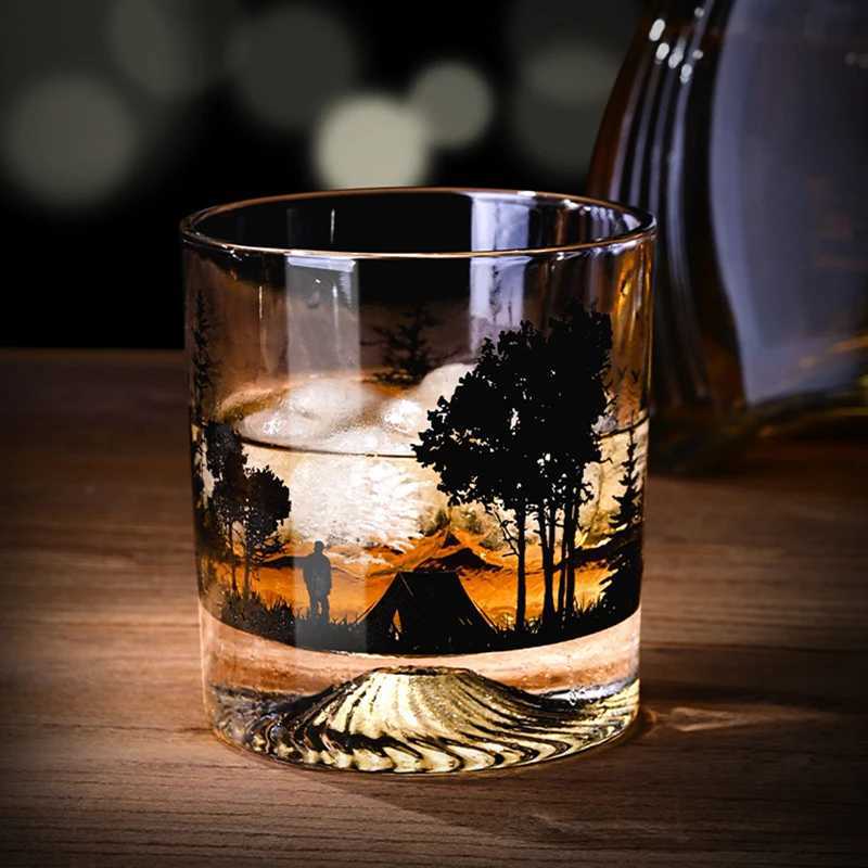 Christmas 300ml Creative Silhouette Wine Glass Cup Iceberg Cup Snow Mountain Cup Thick Bottom Rock Cup Christmas Whiskey Cup Wedding Gifts Y251112