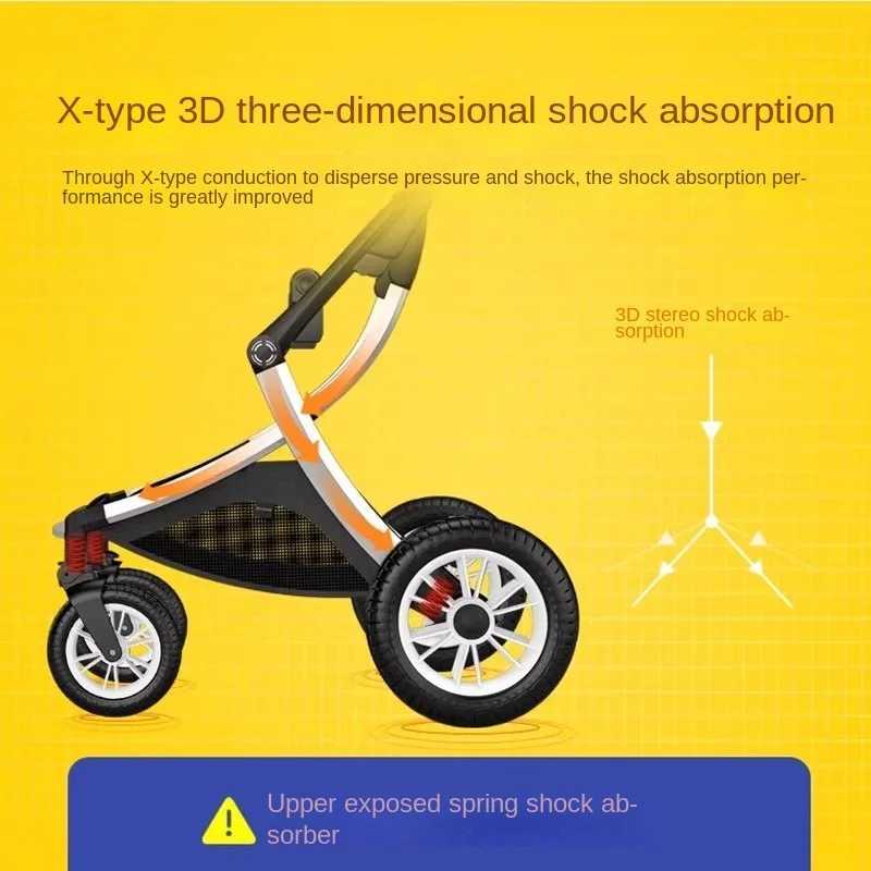 3-in-1 luxury landscape baby stroller with car seats and bi-directional shock-absorbing light folding baby stroller W250411