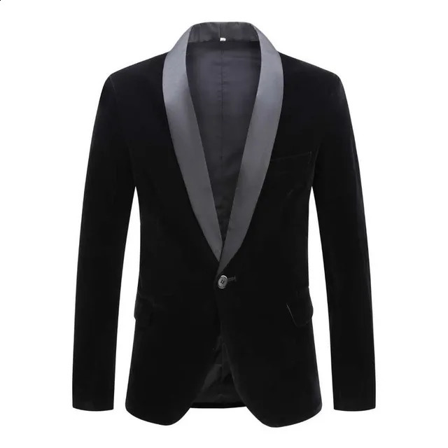 Black velvet mens jacket sports jacket ball dress single chest single button sports jacket business/wedding jacket party jacket 250411