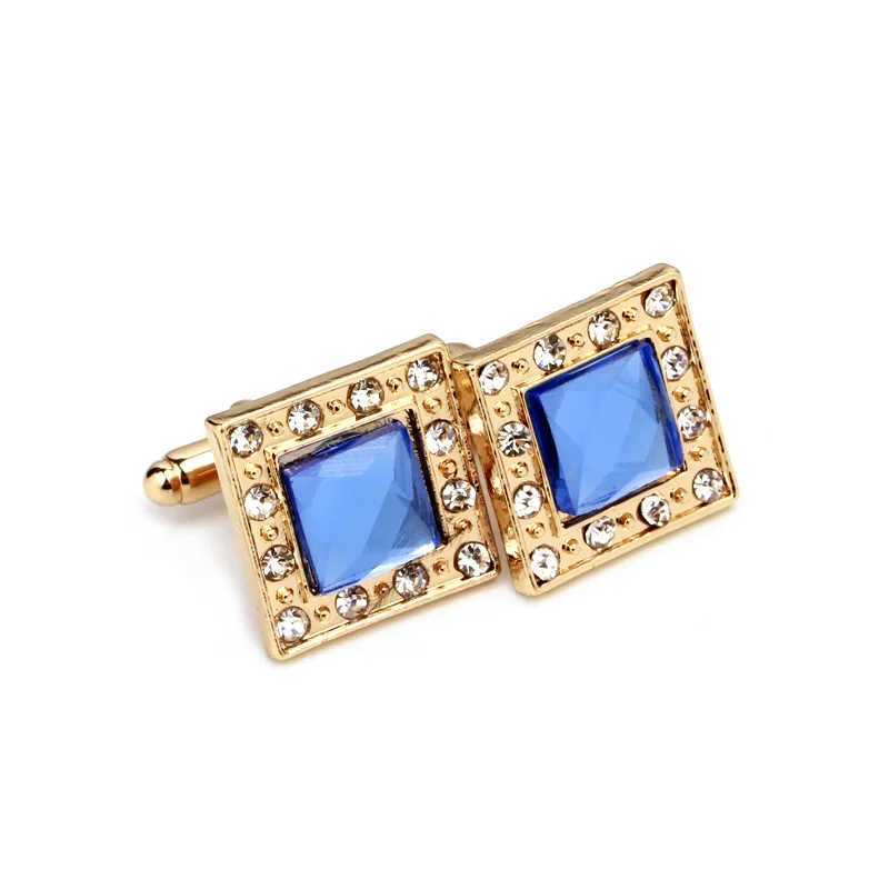 Square blue crystal cufflinks fashion accessories French style womens clothing decoration accessoriesT250412
