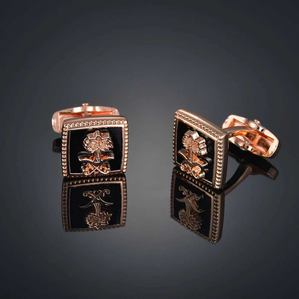 High quality gemstone craftsmanship cufflinks floral patterns golden horse patterns fabric French oval shirt gemstone cufflinksT250412