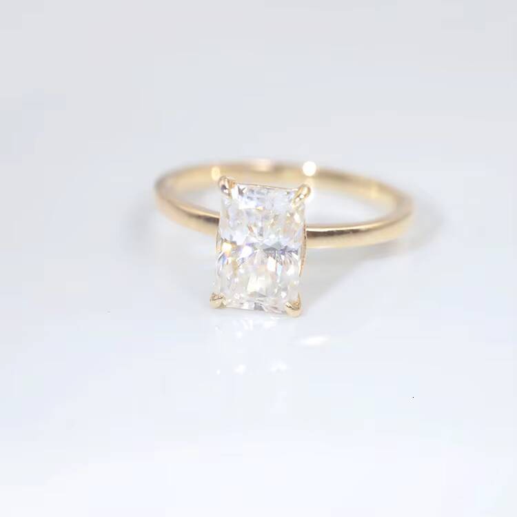 Custom Handmade 14K Solid Gold 3CT Radiant Ice Crushed Cut D Moissanite Engagement Ring Jewelry Findings