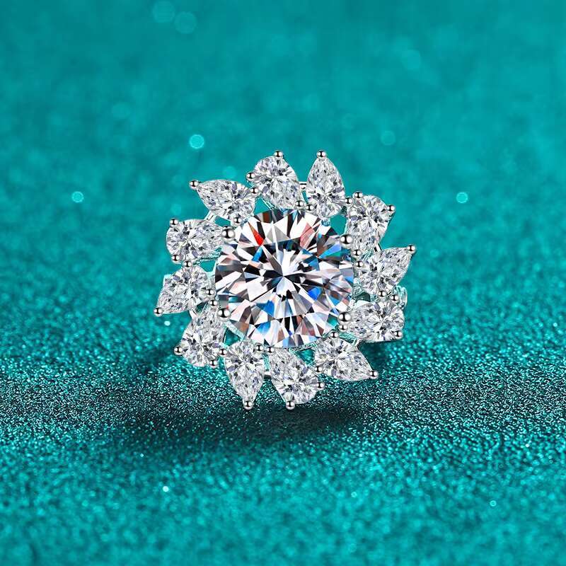 Manufacture Fine Jewelry OEM ODM Large 5ct Moissanite 925 Sterling Silver Womens Wedding Engagement Moissanite Custom Ring