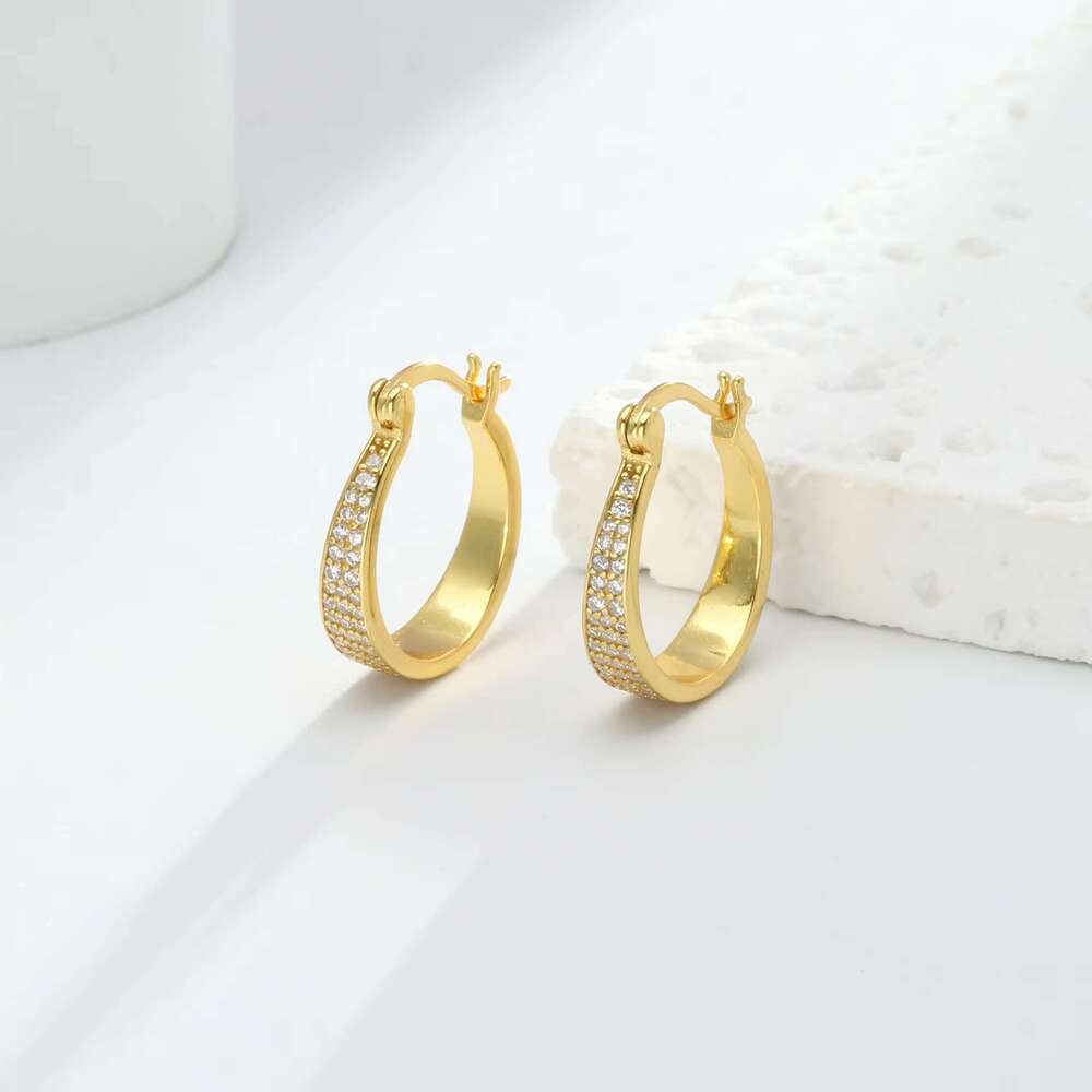Cross-border Explosions European and American Style S Sterg Sier Zircon Earrings Fashion Elegant Simple Casual