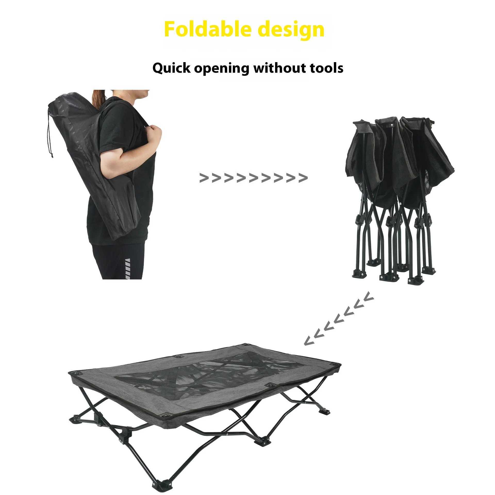 Four season double-layer fabric large folding moisture-proof dog bed pet marching bed indoor pet resting bed camping marching bed X250412