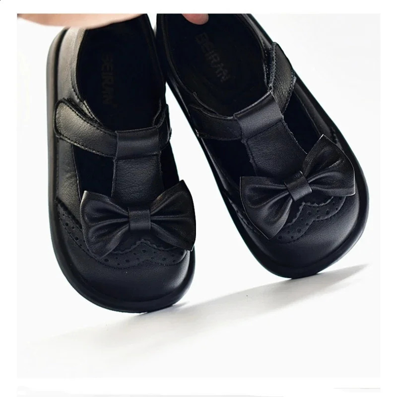 Cowboy Leather Baby Womens Leather Shoes Spring and Autumn Fashion Bow Leather Childrens Apartment Childrens School Shoes 250411