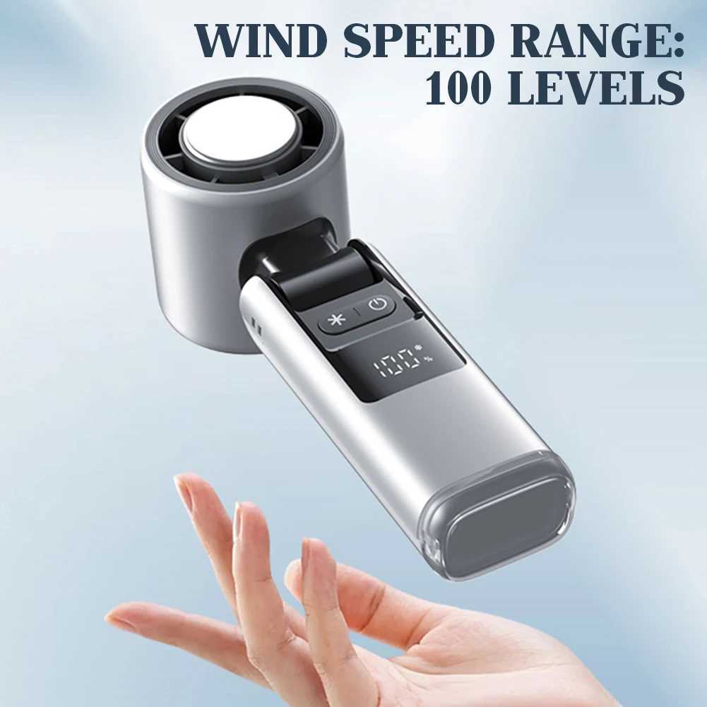 100 Turbos Cooling Ice Sensing Fan Super Mini Turbos Speed Fan USB Powered Digital Display for Outdoor Camping Travel X250412