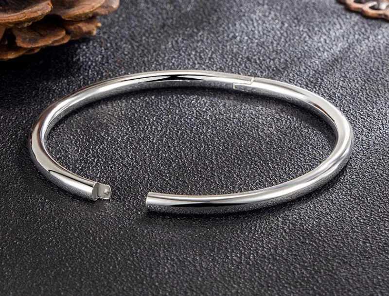 Fashion Vintage 925 Stamp Silver Color Bangles Jewelry Silver Bangles Bracelet For Women Srebrna bransoletka pulsera de plataC250411