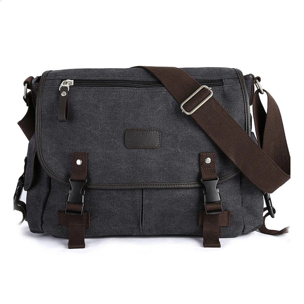 Retro laptop shoulder bag with multiple pockets waterproof 14 inch laptop bag school work adjustable shoulder strap 250411