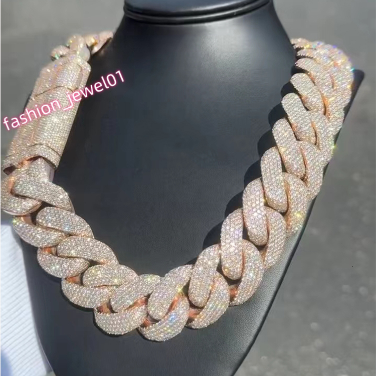 Big Size 30mm Hip Hop Jewelry Iced Out Miami Cuban Chain S925 Sterling Silver VVS Moissanite Rapper Cuban Link Chain Necklace