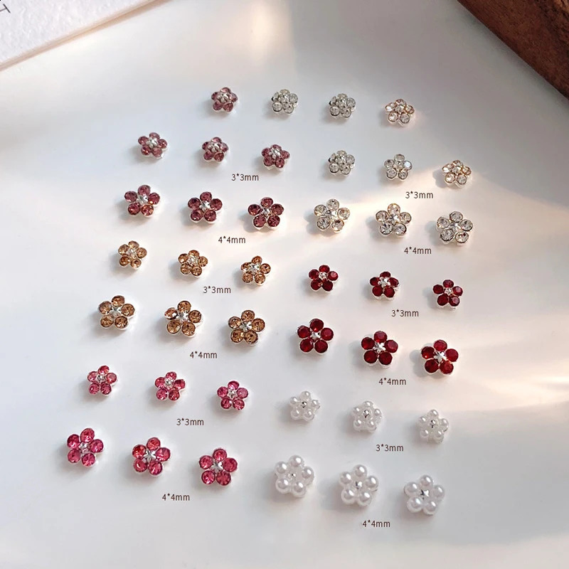 5 pieces of mini crystal five petal nail charm jewelry accessories sparkling nail decoration rhinestone supplies materials 250407