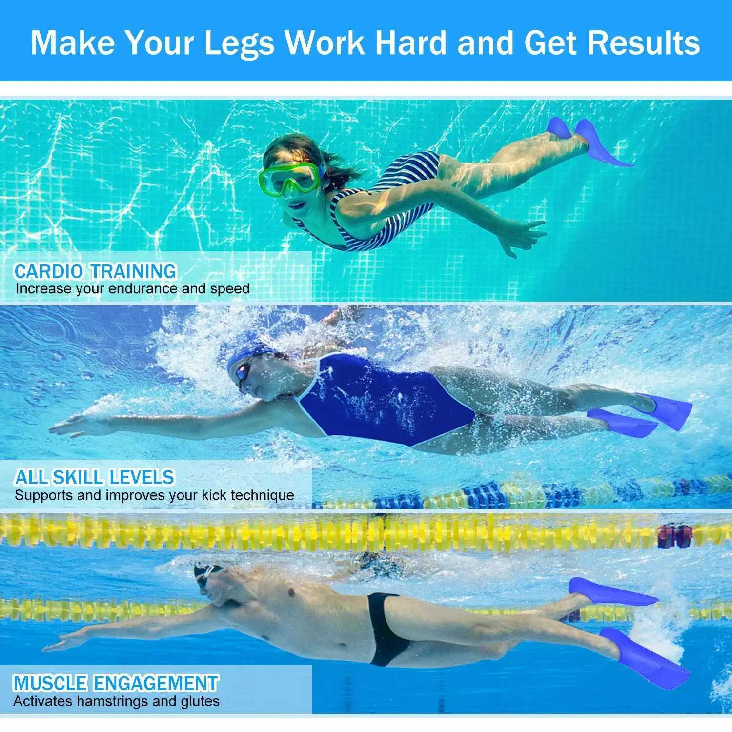 Swimming Training Fin Silicone Professional Scuba Diving Fin Short Mens and Womens Swimming Fin Childrens Flip Cover Equipment SetY250412
