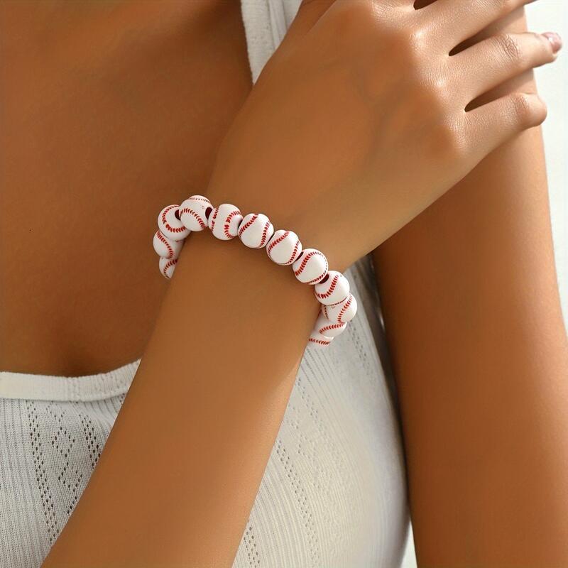 Baseball-Inspired Beaded Bracelet - Sporty and Fun Accessory