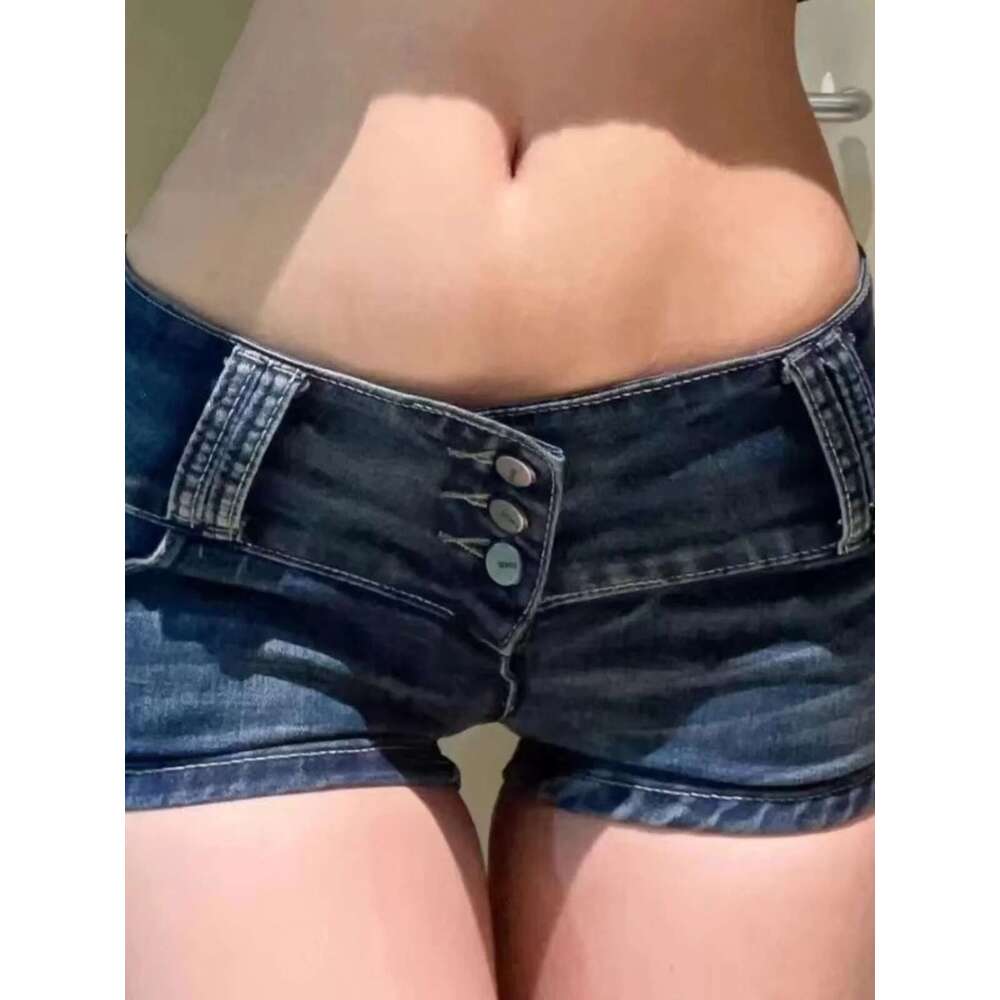 Summer Women 2000s Grunge Kpop Japanese Gyaru Low Rise Jean Shorts Slim Denim Hot Pants Trashy Y2k Streetwear Haruku E-girl