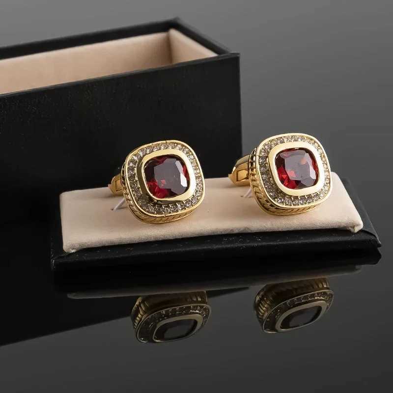 Luxury French mens cufflinks red and black champagne zircon mens business banquet jewelry mens wedding accessoriesT250412