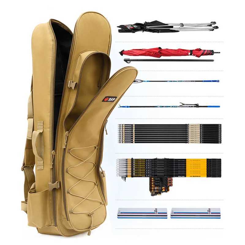 Fishing Bag Backpack Dry and Wet Separation Fishing Rod Bags Large Capacity Double Layers Fishing Lure Gear Storage Handbag 214G Z250411