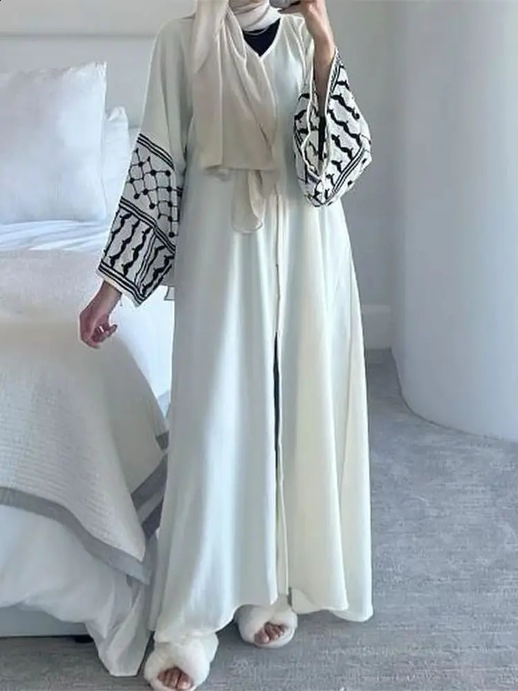Linen Butterfly y Public Abaya Dubai y Muslim Humility Kaftan Kimono Dress Coat Womens Islamic Clothing Ka 250411
