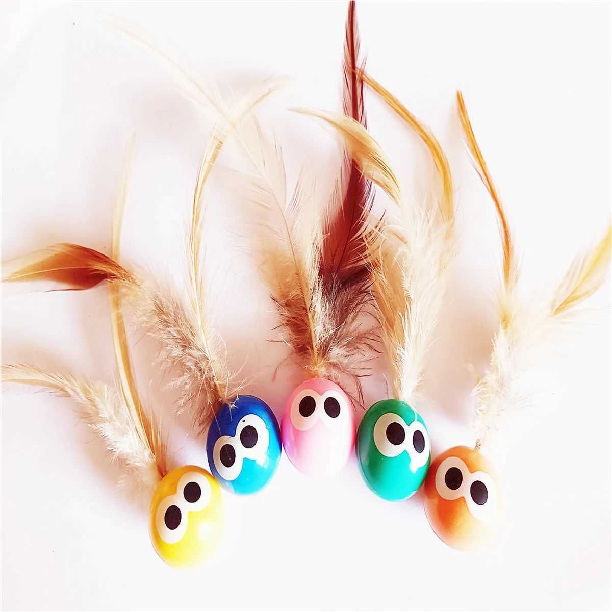 3/5 packs of cat toy balls with feather tails - Stimulating instinct games enhancing pets - Owner bonds Y250412