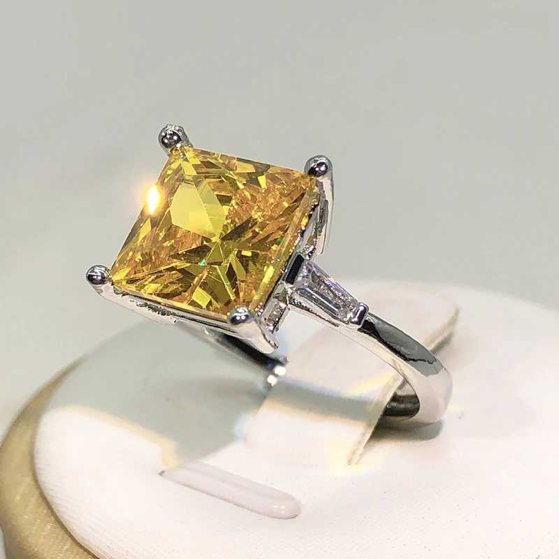 925 Silver Cute Womens Yellowstone Ring Silver Colorful Wedding Jewelry Crystal Promise Womens Engagement RingXJ250412