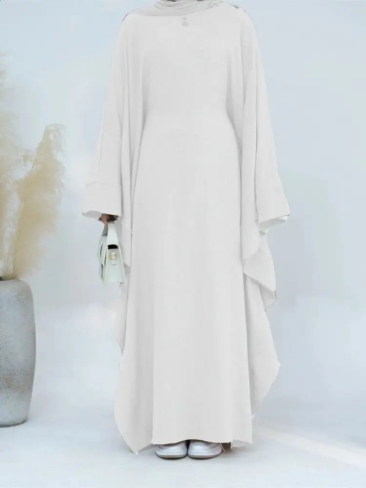Eid al Fitr Dubai Linen Humble Batwing Abaya Muslim Kaftan Dress Ka Abayas Female Robe Vestidos 250411