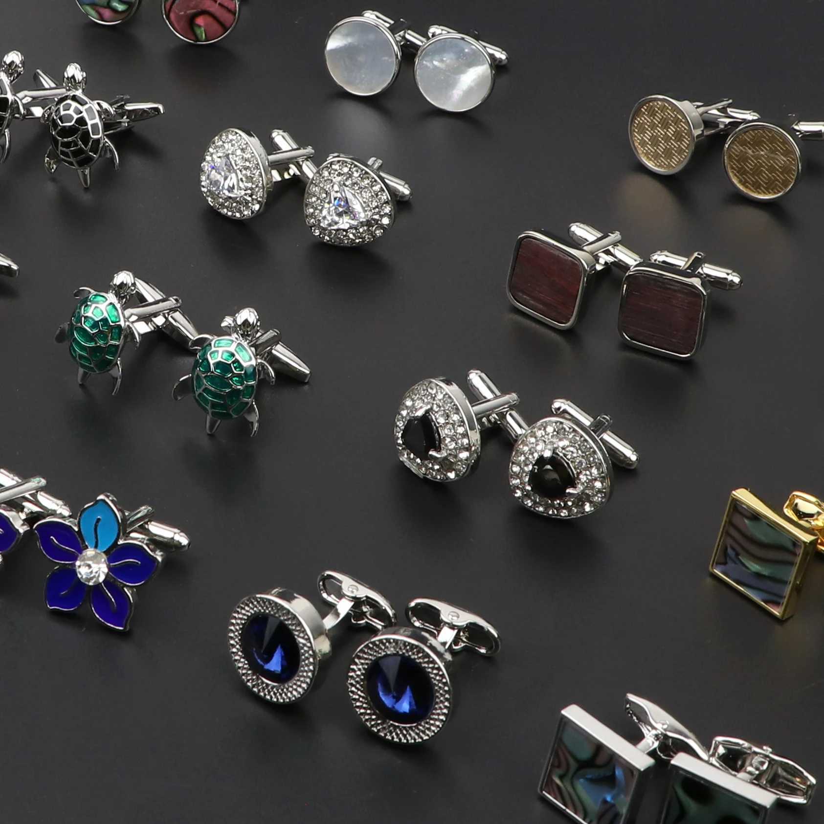 Luxury copper stainless steel round shiny rhinestone cufflinks high-end mens shirt set cufflinks wedding party daily accessoriesT250412