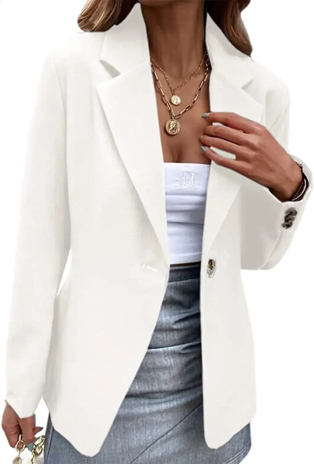 independent store womens casual long sleeved onepiece button suit jacket autumnwinter European fashion 250407