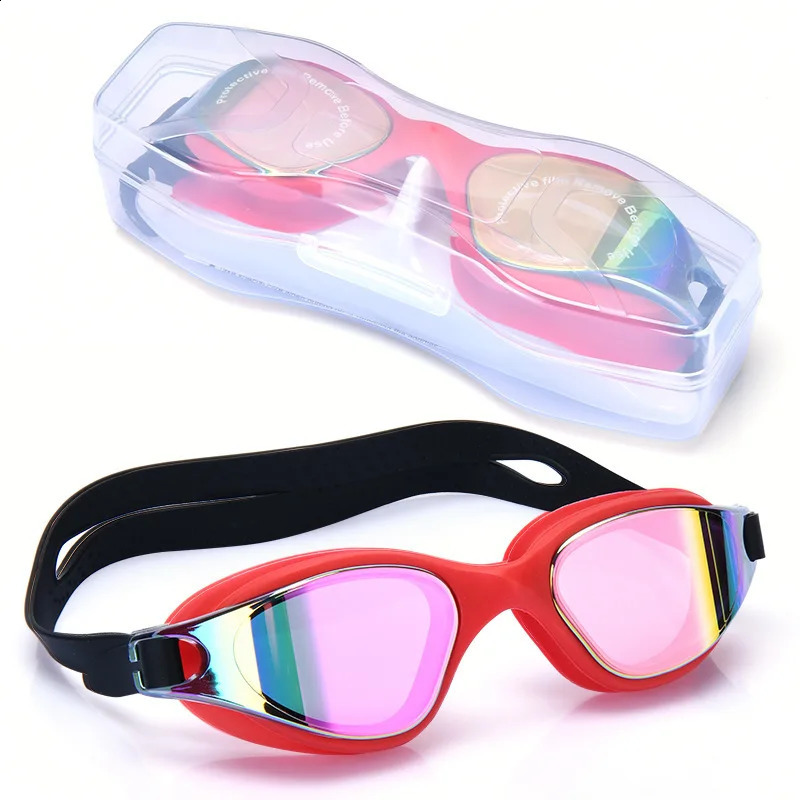 Swimming goggles adult anti fog professional one-piece silicone swimming goggles electroplated swimming goggles glasses 250411
