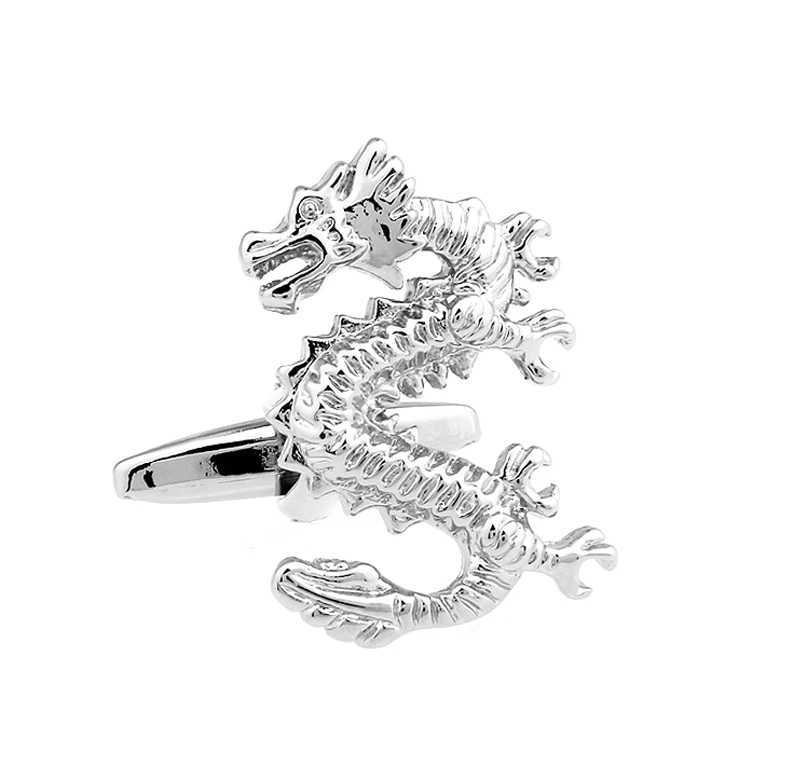 Mens retro cufflinks with Flying Dragon design high-quality brass material silver cufflinks wholesale and retailT250412