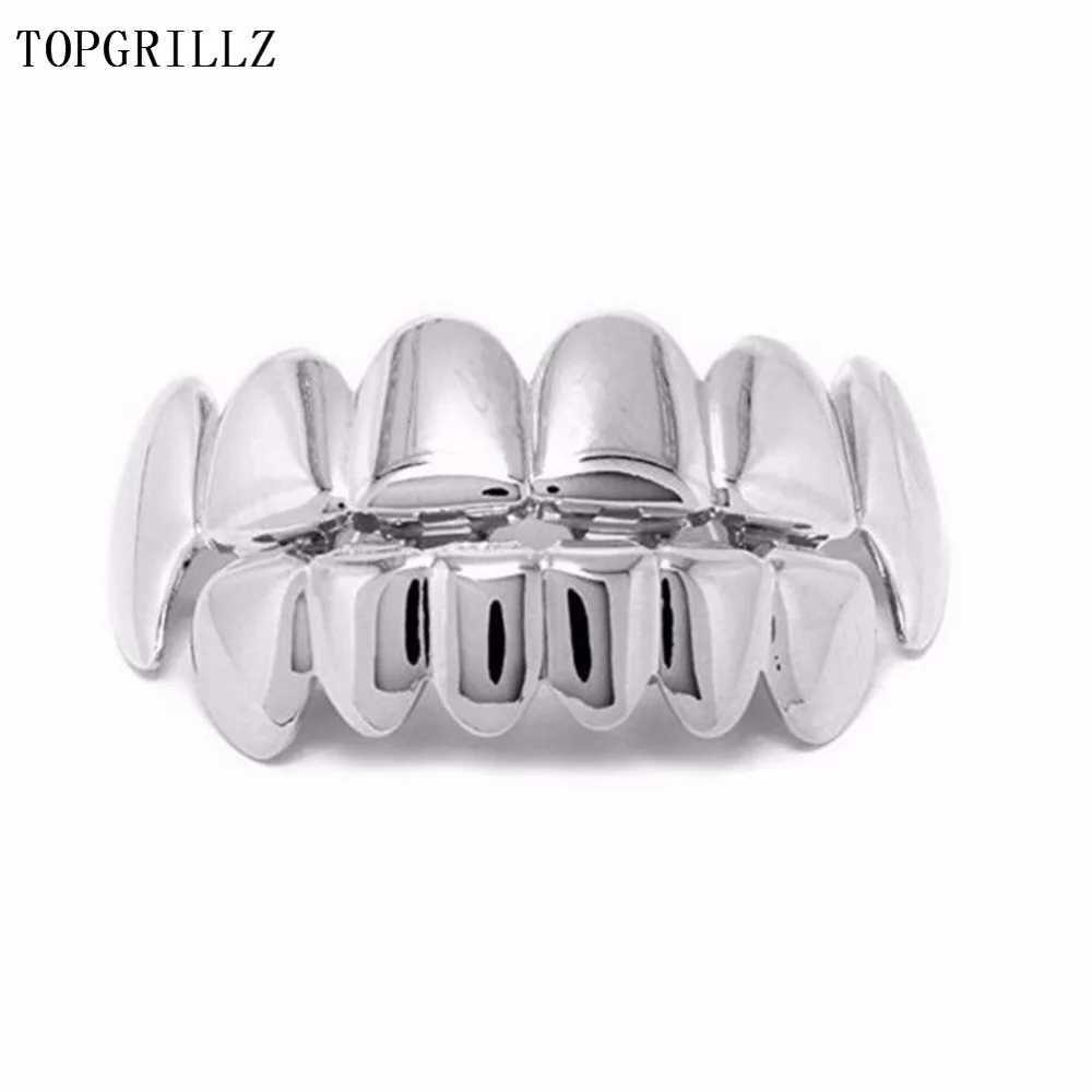 TOPGRILLZ New Color Rose Gold Plated Hip Hop Teeth Grill Hat Top and Bottom Grill Set Christmas Party Vampire Teeth Grill W250412