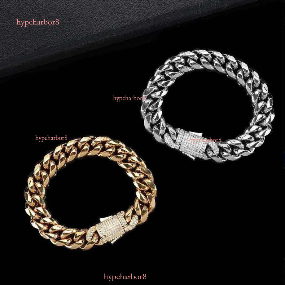jewelry gold designer hip hop stainless steel men's bracelet moissanite spring clasp discoloration no allergies
