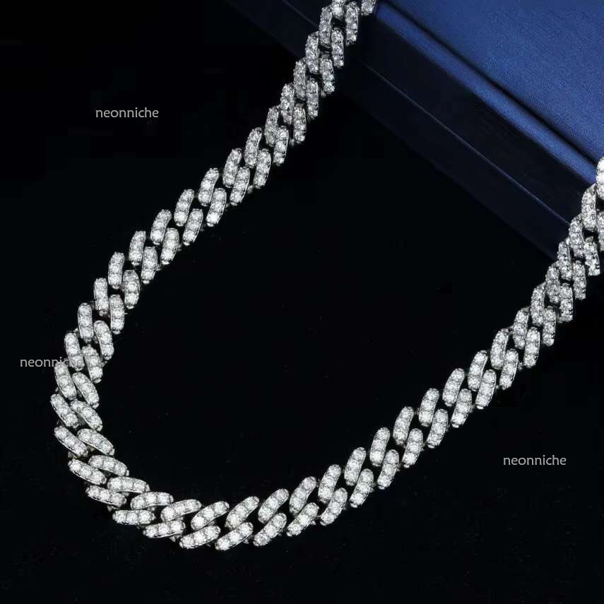 Qian Jian Mossanite Jewelry Hiphop Exquisite Cuban k Chain Necklace VVS Iced 6mm Moissanite Dia for Men