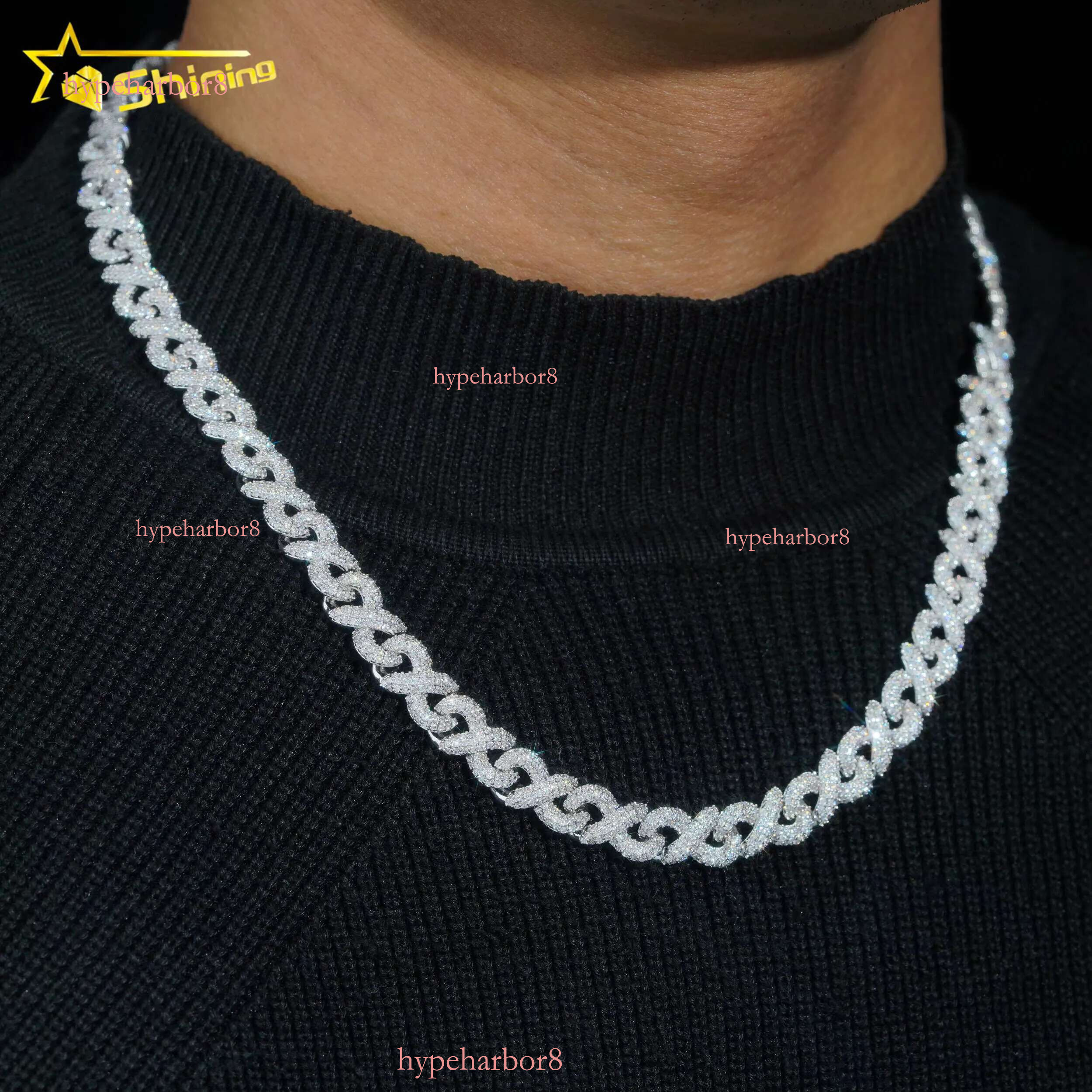Sterg Sier Necklace Moissanite Cuban S Gold Plated GRA Dia Iced Out k Chain for Men